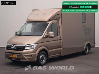 Man TGE 3.180 Automaat Paardenwagen Hengstenuitvoering Trekhaak LED Airco Cruise Camera Euro6 Horsetruc in vendita da BAS World B.V.
