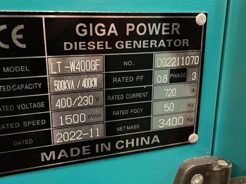 Giga Power LT-W400GF 500KVA silent set Foto 6