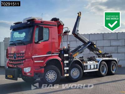 Mercedes Arocs 4145 8X4 NL-Truck HMF RCL 5300 Crane Hyva 26-51-S Hooklift Steelsuspension Big-Axle Automatic in vendita da BAS World B.V.