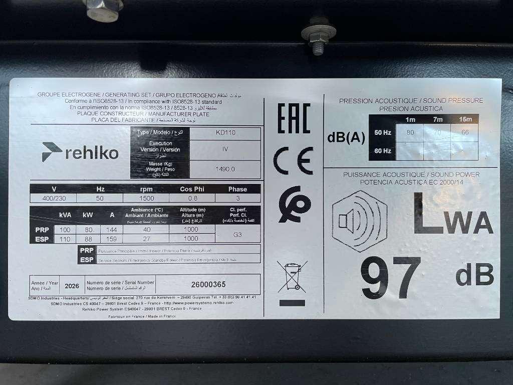 Rehlko KD110 - 110 kVA Generator - DPX-17008 Foto 6