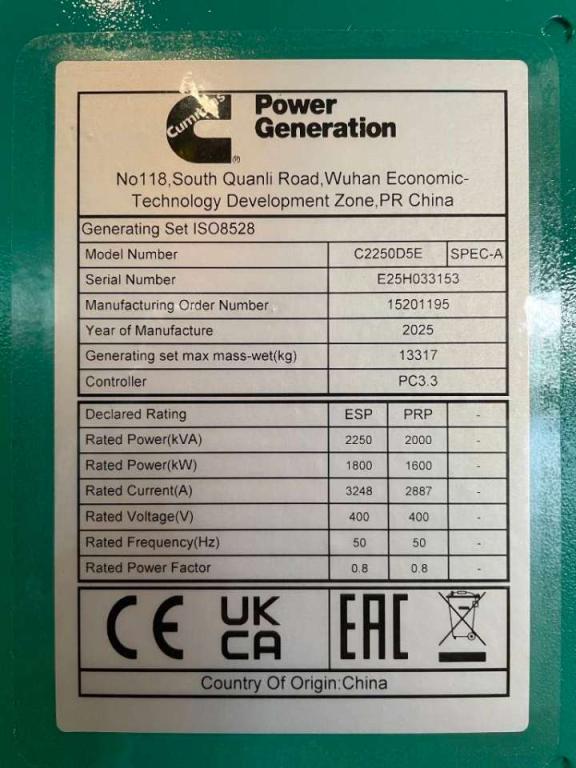 Cummins C2250D5E - 2.250 kVA Genset - QSK50 - DPX-18536-B Foto 6