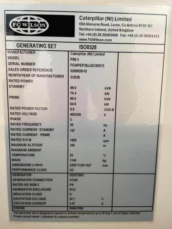 FG Wilson P88-3 - 88 kVA Genset - DPX-16007 Foto 6