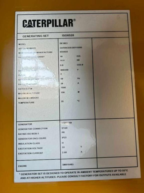 Caterpillar DE18E3 - 18 kVA Generator - DPX-18002 Foto 6