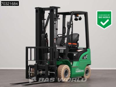 Hangcha CPD18 Electric Li-ion Forklift - Triplex - Free lift - Side shift - Warranty in vendita da BAS World B.V.