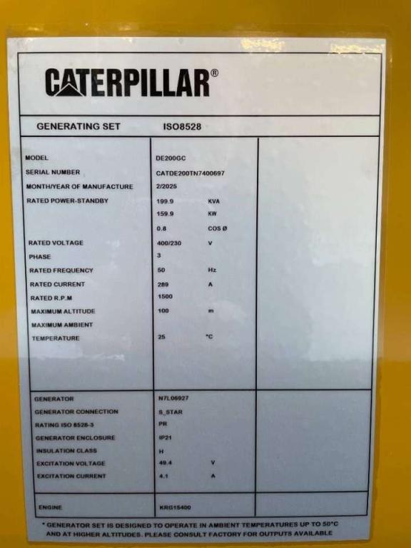 Caterpillar DE200GC - 200 kVA Stand-by Generator - DPX-18211 Foto 5