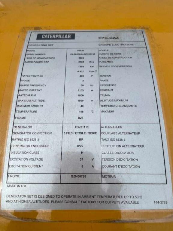 Caterpillar G3520 - 2.150 kVA Used Gas Generator - DPX-12668 Foto 6