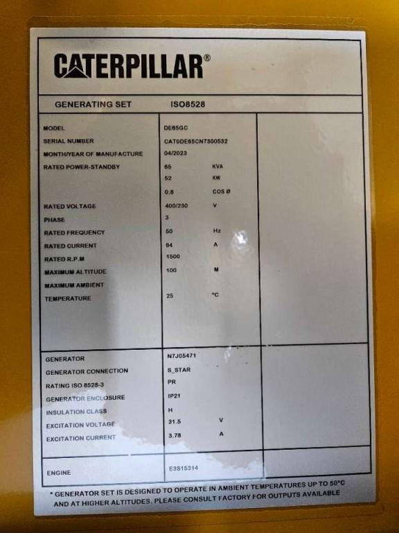 Caterpillar DE65GC - 65 kVA Stand-by Generator Set - DPX-18206 Foto 6
