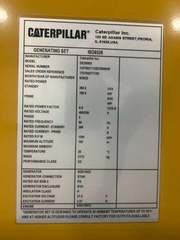 Caterpillar DE200E0 - 200 kVA Generator - DPX-18017 Foto 6