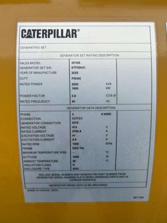Caterpillar 3516B - 2.250 kVA Generator - DPX-25084 Foto 6