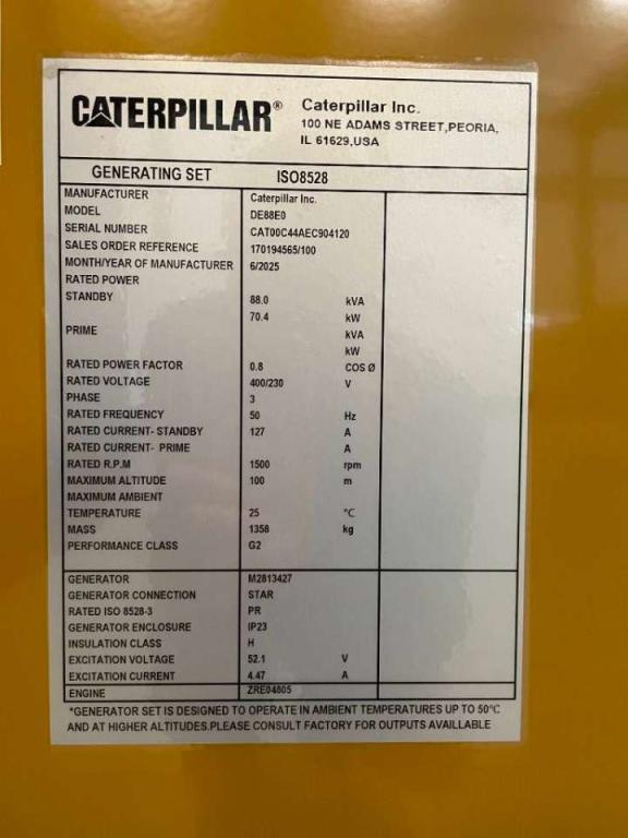 Caterpillar DE88E0 - 88 kVA Generator - DPX-18012 Foto 6