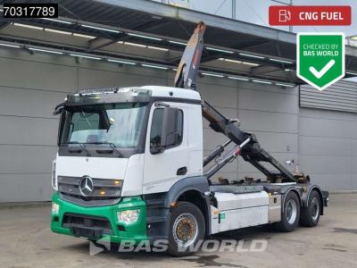 Mercedes-Benz Arocs 2530 NGT 6X2 CNG Engine! HIAB 21Z56 containersystem Lift+Steering axle Automatic Euro 6 in vendita da BAS World B.V.