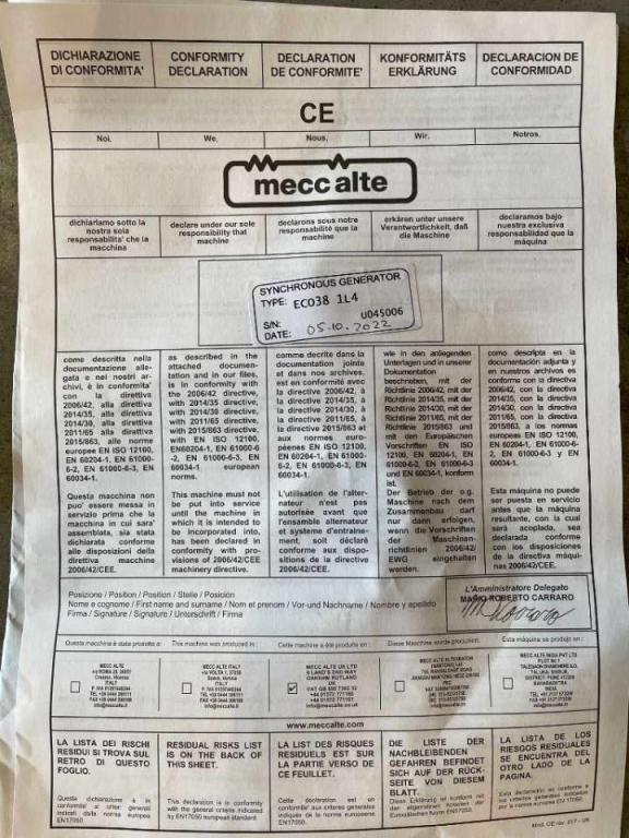 MeccAlte ECO38 - 300 kVA Alternator - DPX-25115 Gruppo elettrogeno Foto 9