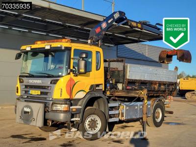 Scania P340 P 4X4 NL-Truck 4x4 Big-Axle HMF 1060 K2 Crane + 9m3 3way tipper Automatic Euro 4 in vendita da BAS World B.V.