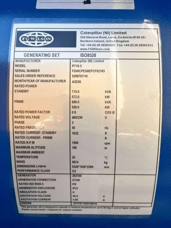 FG Wilson P715-3 - 715 kVA Genset - DPX-16023 Foto 6