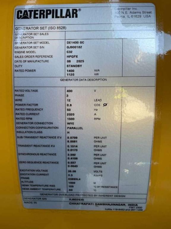 Caterpillar DE1400GC - 1400 kVA Standby Generator - DPX-18227 Foto 6