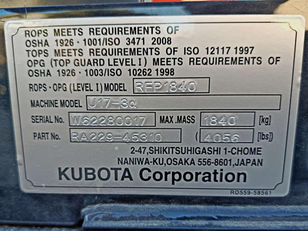 Kubota U17-3a Foto 11