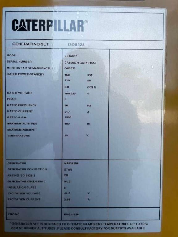 Caterpillar DE150E0 - 150 kVA Surplus Generator - DPX-12663 Foto 6