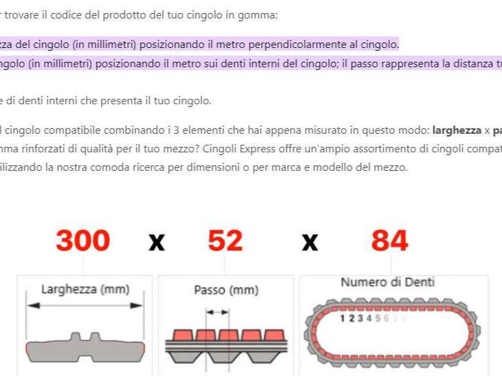 Cingolo in gomma per Caterpillar CAT 300.9 D Foto 4