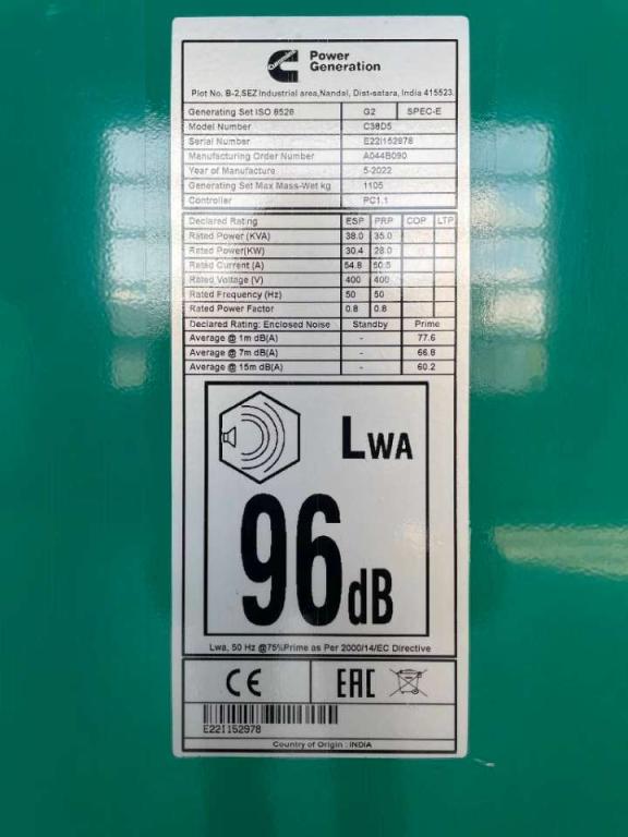 Cummins C38D5 - 38 kVA Surplus Genset - DPX-18504 Foto 6